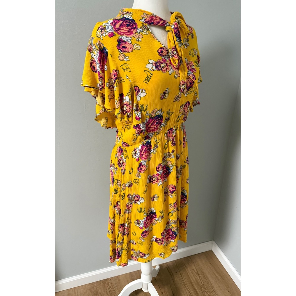 ModCloth Downhome Darling Yellow Western Cowboy Rodeo Dress w/ Slip Size Large - Picture 11 of 13